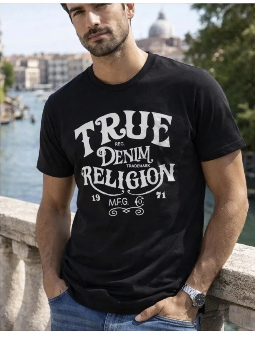TRUE RELIGION USA VINTAGE old fashioned crew neck tee size XL/L  NEW PriceFirm!